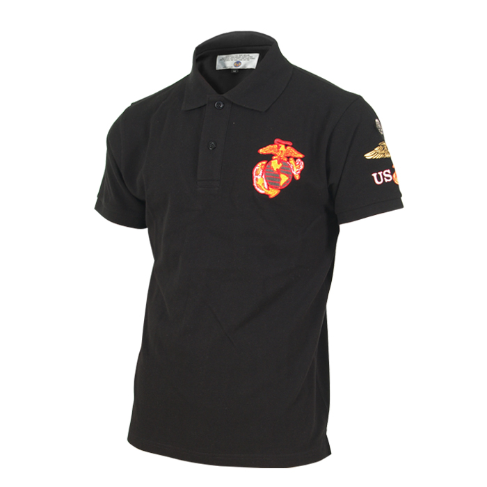 기타브랜드(ETC) U.S Marine Corps Polo T-Shirts Black - 미해병 폴로 반팔 티셔츠 (블랙)