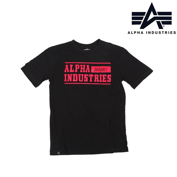 알파 인더스트리(Alpha Industries) 알파 듀라블 로고 반팔 티셔츠 (블랙)