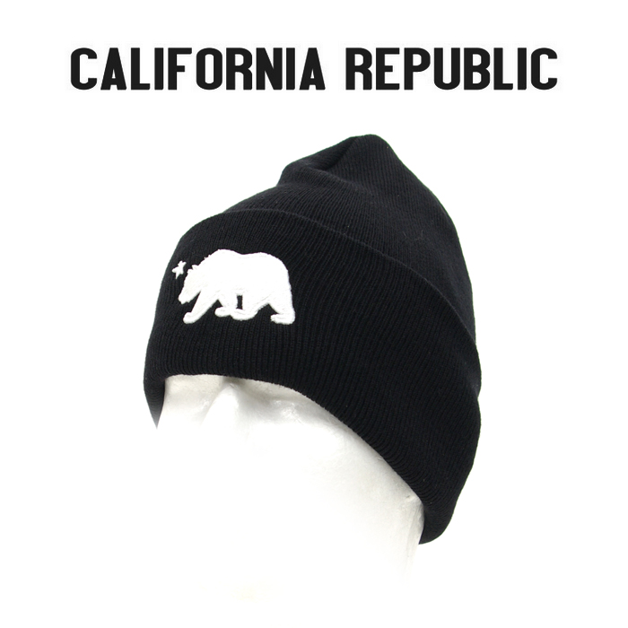 황(WHANG) [California Republic] Cali Bear Long Beanies (Black) - 캘리포니아 리퍼블릭 캘리베어 롱 비니 (블랙)