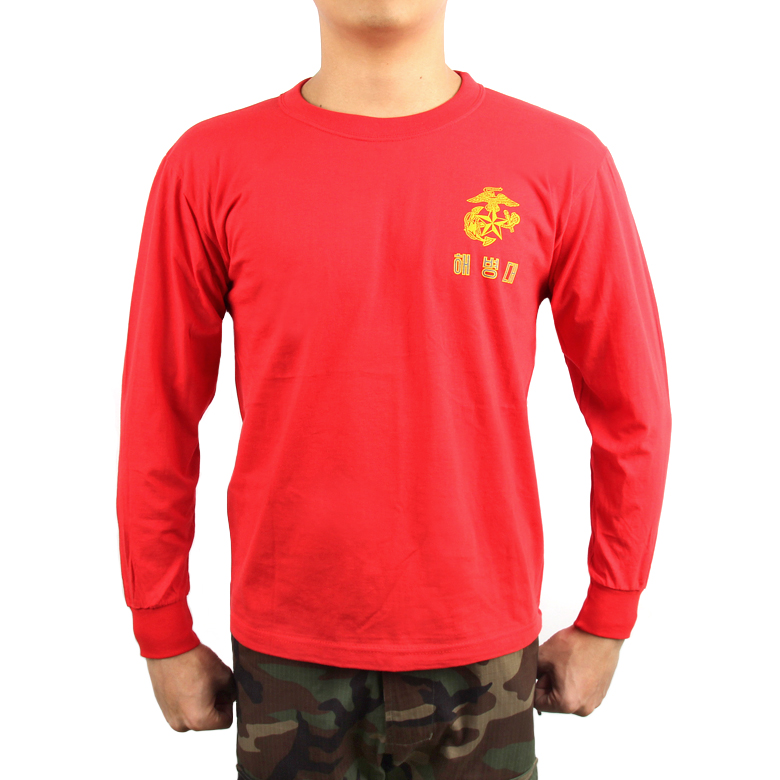 기타브랜드(ETC) ROKMC 100% Cotton Long T-Shirt (Red) - 해병대 100% 면 긴팔 티셔츠 (레드)