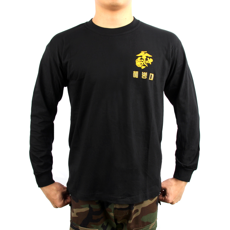 기타브랜드(ETC) ROKMC 100% Cotton Long T-Shirt (Black) - 해병대 100% 면 긴팔 티셔츠 (블랙)