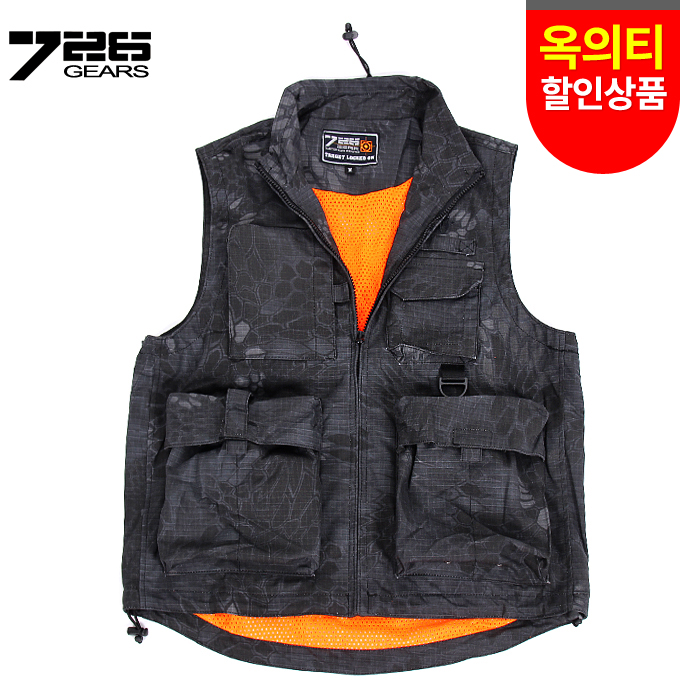 리퍼 상품(refurbish) [726 Gear] Tactical Vest (Snake Camo Black) - 726 기어 택티컬 조끼 (Snake Camo Black)(L)/봉제 불량(옥의티 