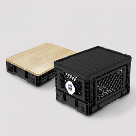 (BIGANT) 빅앤트 25리터 폴딩박스 고무나무 원목상판 플라스틱 캡 세트 (2BOX)