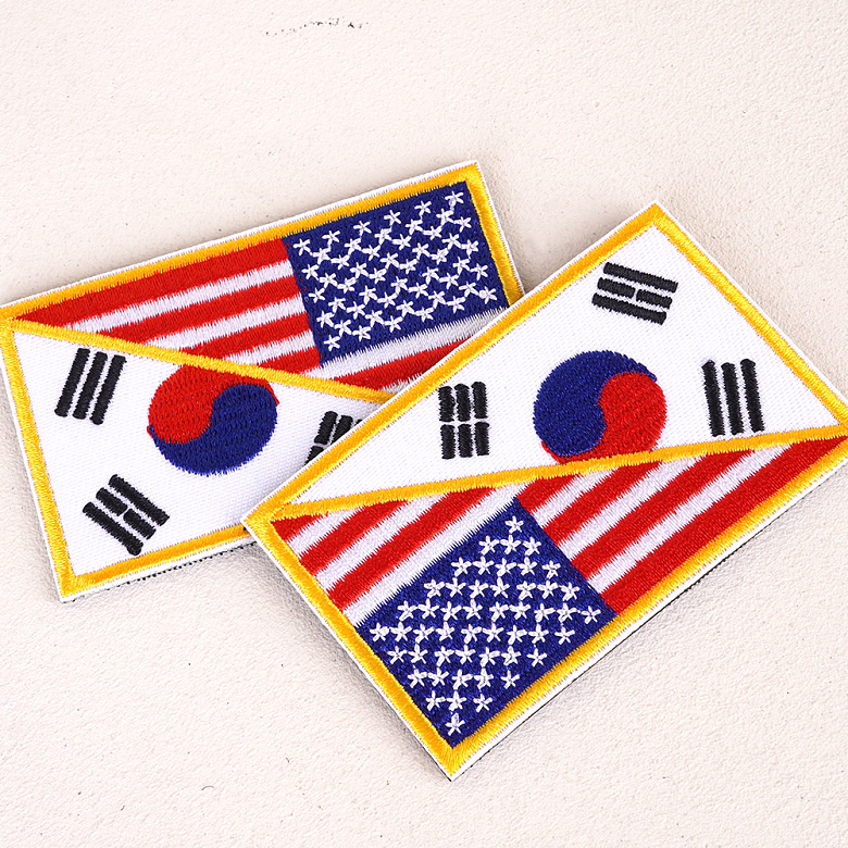 군화와고무신(gunhwawa gomusin) 군화와고무신 태극기 성조기 노랑 테두리 패치 KF007