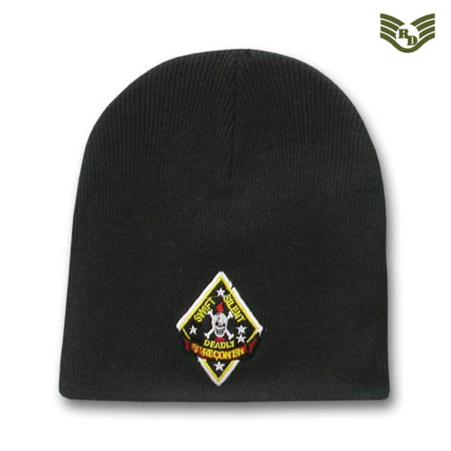 라피드 도미넌스(Rapid Dominance) [Rapid Dominance] Military Logo Cuffless Beanies Recon Dia Black - 라피드 도미넌스 미해병 리콘 블랙 비니