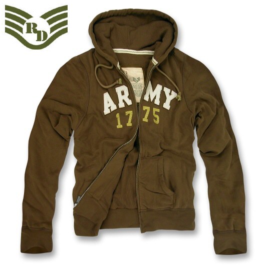 라피드 도미넌스(Rapid Dominance) [Rapid Dominance] R44 DeLuxe Military Full Zip Hoodies Army (Brown) - 라피드 도미넌스 미육군 디럭스 지퍼 후드