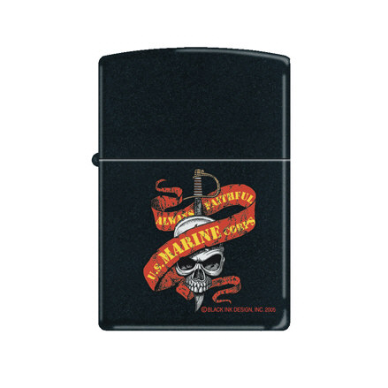 지포(Zippo) [Zippo] Marine Skull Zippo Lighter Design by Black Ink - 블랙잉크사 디자인 미해병 지포 라이터