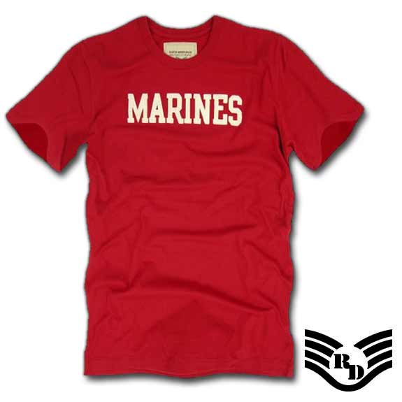 라피드 도미넌스(Rapid Dominance) [Rapid Dominance] R54 Felt Applique Military T-Shirts Marines Red - 라피드 도미넌스 미해병 레드 슬림핏 티셔츠