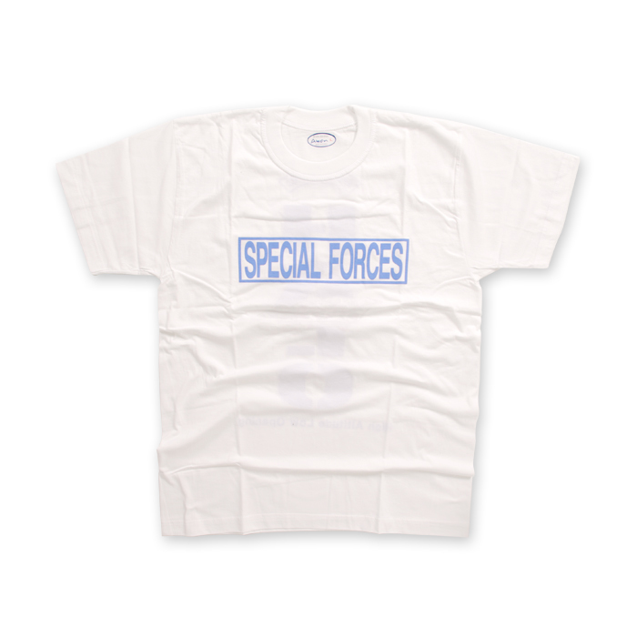 디엔 디자인(DN Design) [디엔] Pecial Force Blue Text Short Shirt (White) - 디엔스폐셜포스 블루텍스트 반팔 티셔츠 (화이트)