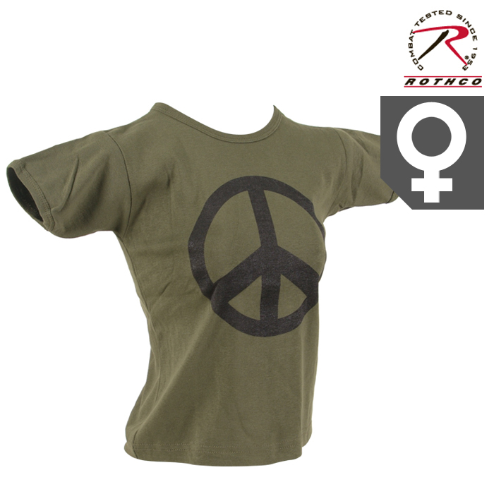 로스코(Rothco) [Rothco] Women Olive Drab Peace T-Shirt - 로스코 여성용 올리브드랍 피스 로고 티셔츠