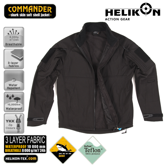 기타브랜드(ETC) [Helikon] Commander Shark Skin Soft Shell Jacket Black - 헬리콘 커멘더 샤크 스킨 소프트 쉘 자켓 (블랙)