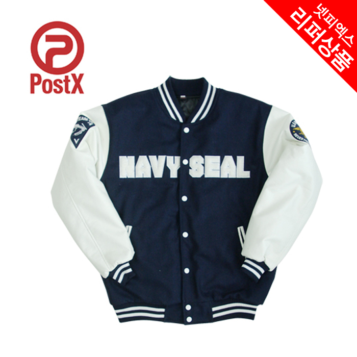 리퍼 상품(refurbish) [PostX] US Navy Seal Baseball Jaket - 포스트엑스 US 네이비씰 야구점퍼 / 오른쪽 주머니 봉제 불량 (리퍼상품)