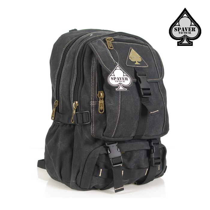 스페이버(SPAVER) [Spaver] Canvas Tactical BacPack (Back) - 스페이버 캔버스 택티컬 백팩 (블랙)