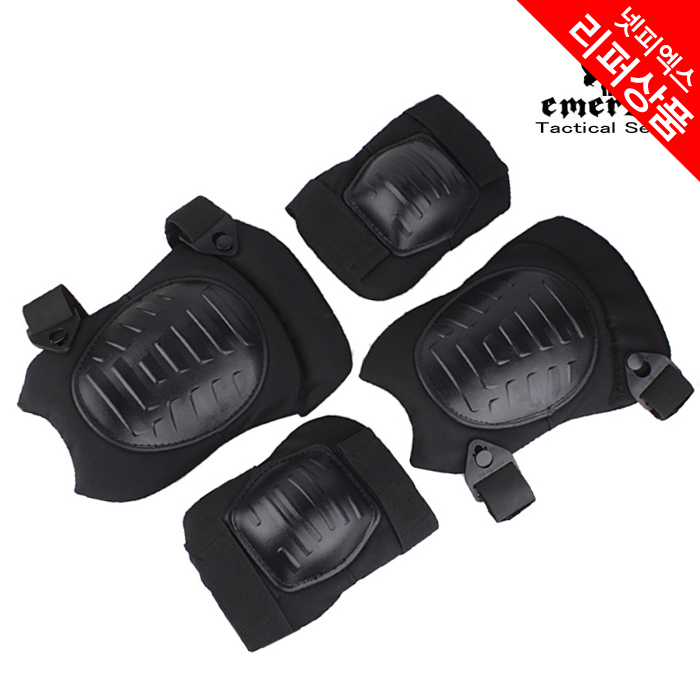 리퍼 상품(refurbish) [Emerson] Tactical  Military Elbow/Kneepad SET Black - 에머슨 택티컬 팔꿈치/무릎 보호대 세트 (블랙) / 소품 협찬 (리