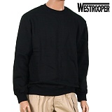 [WestRooper®] CVC 맨투맨 긴팔 티셔츠 (Black) - 웨스트루퍼 동계용 기모티