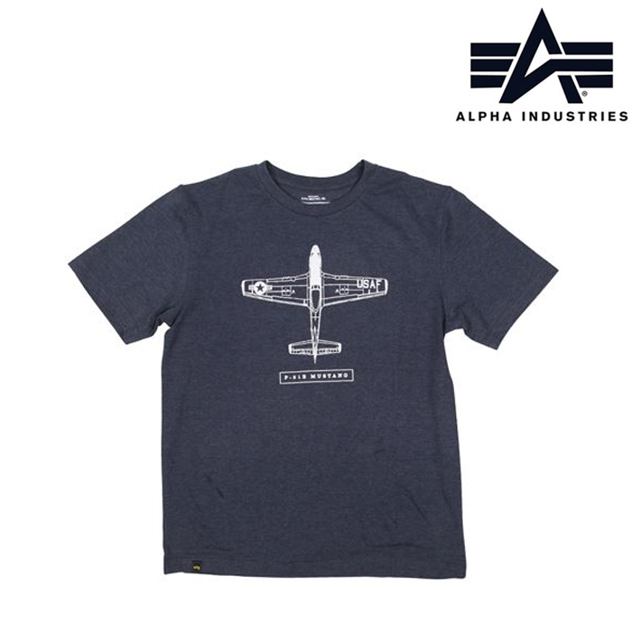 알파 인더스트리(Alpha Industries) [Alpha] P 51B Mustang (Navy) - 알파 P 51B 무스탕 로고 반팔 티셔츠 (네이비)