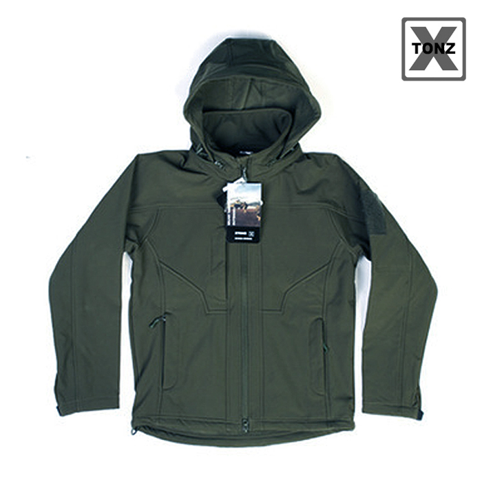 엑스톤즈(XTONZ) [Xtonz] Dryried SoftShell Tornado Hoodie (Ranger Green) - 엑스톤즈 드라이라이드 소프트쉘 토네이도 후디 (레인저그린)