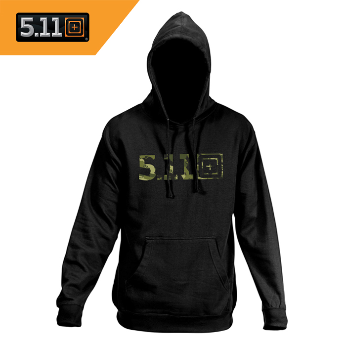 511 택티컬(511 Tactical) [5.11 Tactical] Camo Logo Hoodie (Black) - 5.11 택티컬 카모 로고 후디 (블랙)