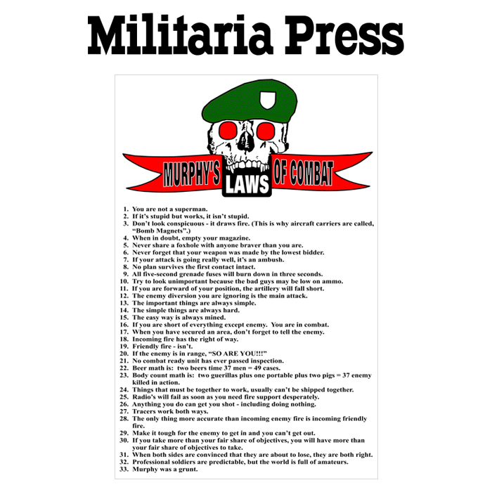 밀리터리아 프레스(Militaria Press) 밀리터리아 머피의 법칙 포스터