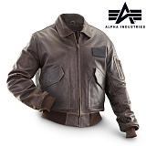 [Alpha] CWU 45P Men Jacket Distressed Leather (Brown) - 알파 CWU 파일럿 45P 가죽자켓 (브라운)
