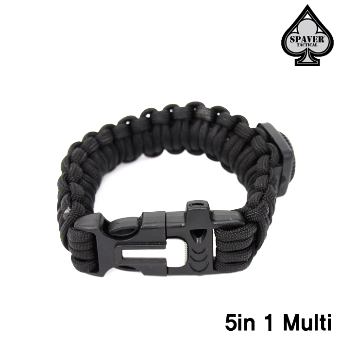 스페이버(SPAVER) [Spaver] 5in1 Multi Paracord Bracelet (Black) - 스페이버 5가지 기능 멀티 파라코드 팔찌 (블랙)