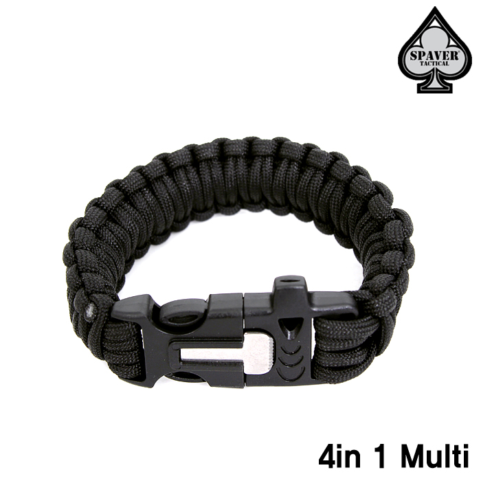 스페이버(SPAVER) [Spaver] 4in1 Multi Paracord Bracelet (Black) - 스페이버 4가지 기능 멀티 파라코드 팔찌 (블랙)