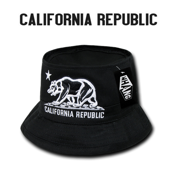 황(WHANG) 캘리포니아 리퍼블릭 칼리베어 피셔맨 모자 (블랙)