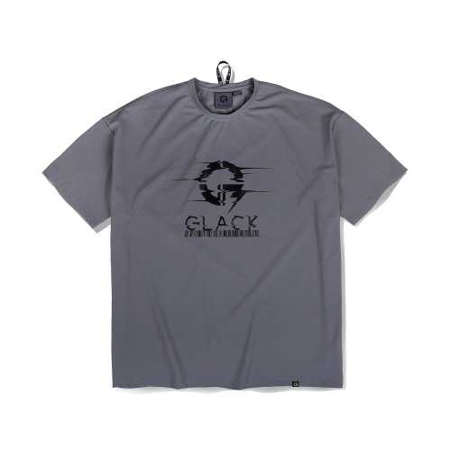 글랙(GLACK) 글랙 글리치드 로고 나일론 티셔츠 (다크 그레이)