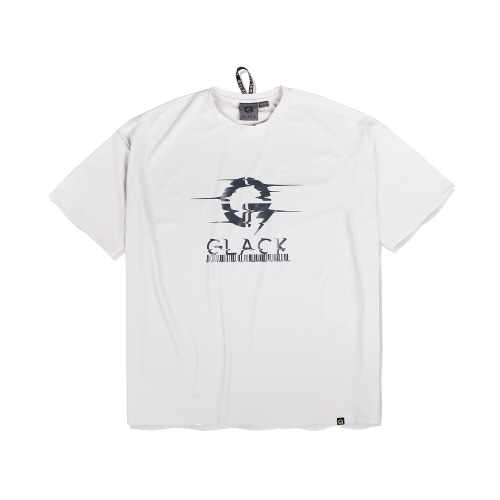글랙(GLACK) 글랙 글리치드 로고 나일론 티셔츠 (라이트 그레이)