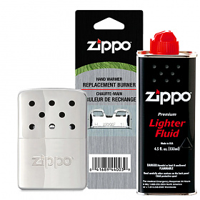 지포(Zippo) 지포 핸드워머 포켓 미니손난로 크롬 3종세트 + 손난로화구오일