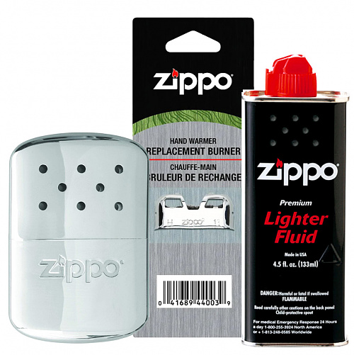 지포(Zippo) 지포 핸드워머 포켓 손난로 크롬 3종세트 + 손난로화구오일