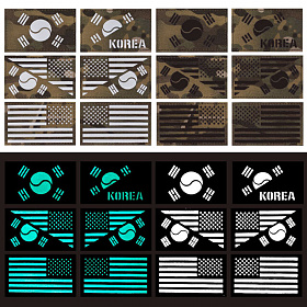 쿠닌(QOONIN) 쿠닌 성조기 태극기 야광 반사 패치 모음 (블랙/멀티카모)