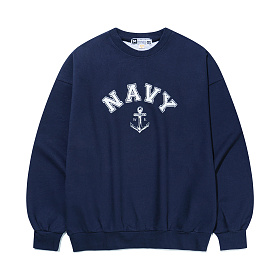 밀리브로(Milibro) 밀리브로 MTM NAVY Anchor Crack 해군 오버핏 맨투맨