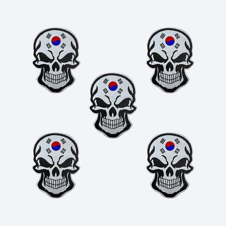 군화와고무신(gunhwawa gomusin) 미니 해골 이마 태극기 패치 DE012