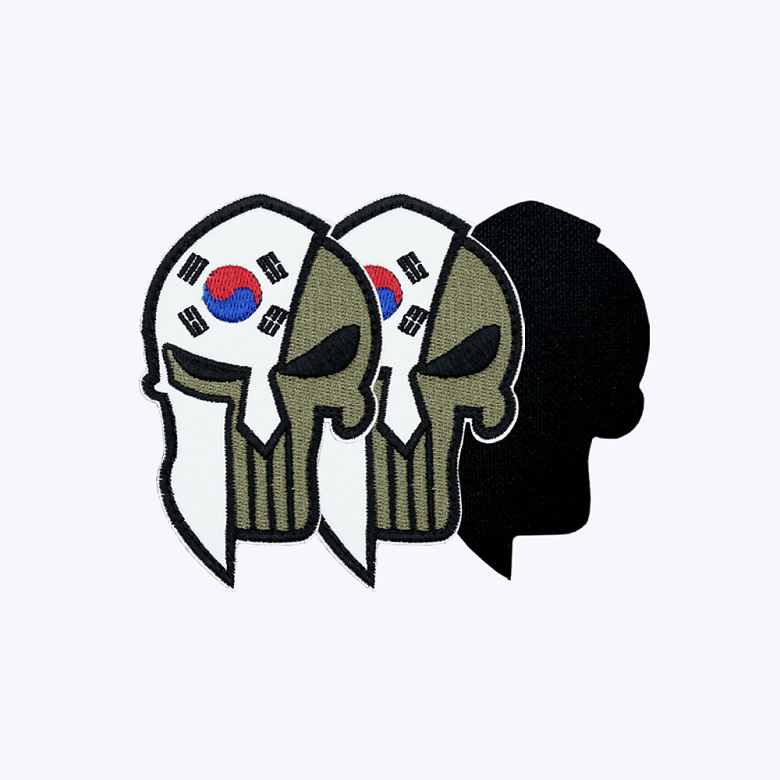 군화와고무신(gunhwawa gomusin) 해골 투구 태극기 패치 DE002