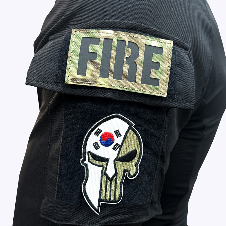군화와고무신(gunhwawa gomusin) 해골 투구 태극기 패치 DE002