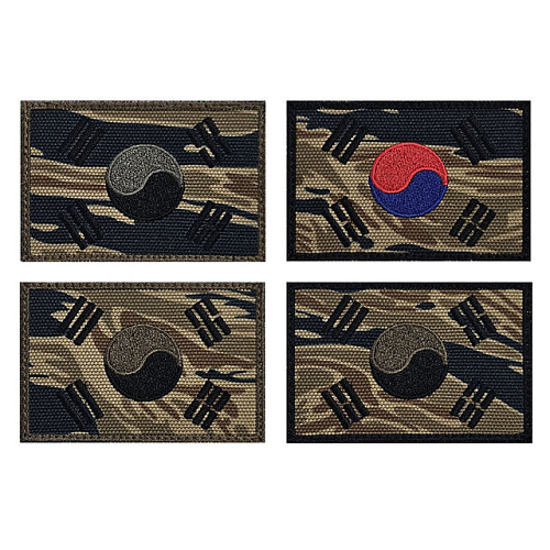 쿠닌(QOONIN) 쿠닌 탄 타이거 스트라이프 태극기 패치 와펜