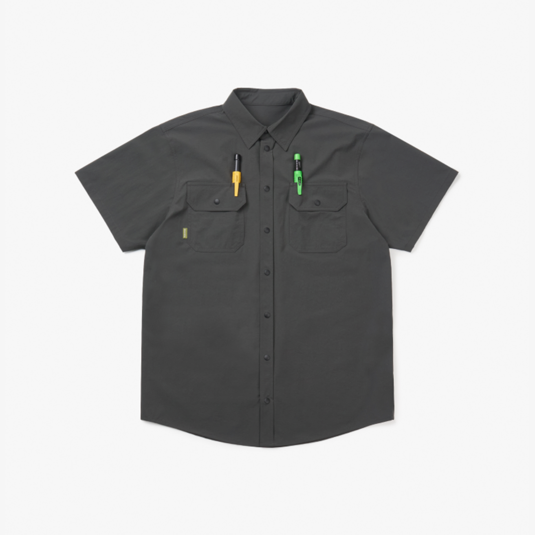 데어바이(THEREBY) 데어바이 에어 필드 워크 반팔 셔츠 (카키그레이)