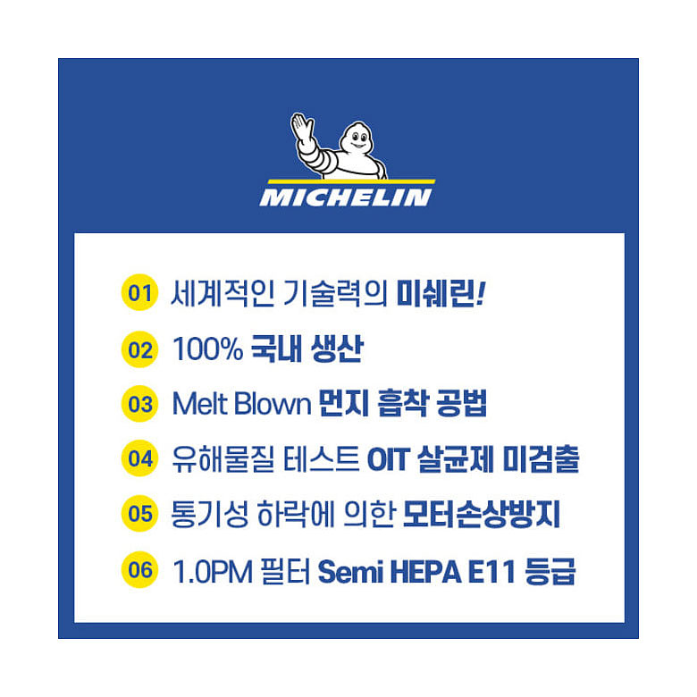 미쉐린(MICHELIN) 미쉐린 차량용 초미세먼지차단 에어컨 필터 PM1.0 (호수별)