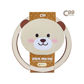 C99(C99) C99 투톤 곰돌이 자동차 핸들커버 370mm~380mm 공용
