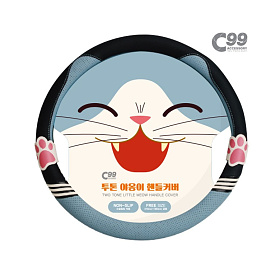 C99(C99) C99 투톤 야옹이 자동차 핸들커버 370mm~380mm 공용