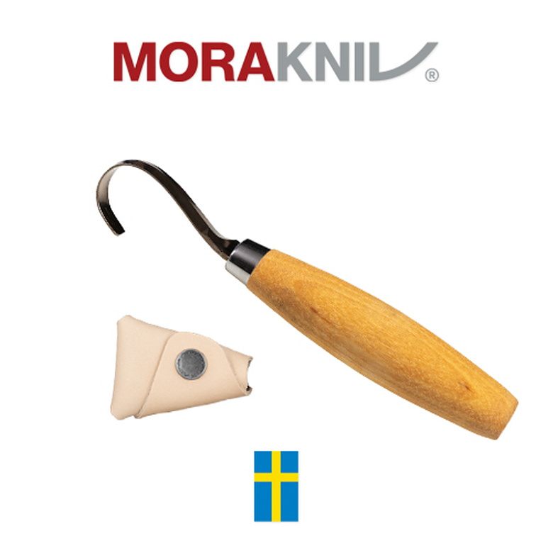모라 나이프(Morakniv) 모라나이프 우드카빙 스푼나이프 164 오른손용 조각도 +가죽쉬스