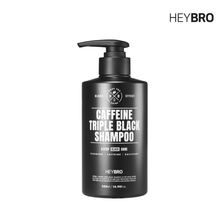 헤이브로(HEYBRO) 헤이브로 카페인 트리플 블랙 탈모완화 볼륨 샴푸 500ml