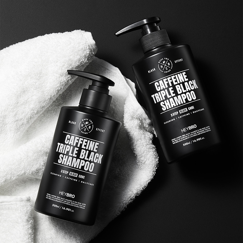 헤이브로(HEYBRO) 헤이브로 카페인 트리플 블랙 탈모완화 볼륨 샴푸 500ml