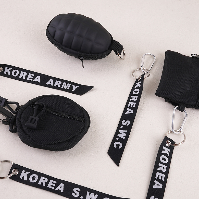 밀리브로(Milibro) 밀리브로 미니 원형 파우치+KOREA ARMY 키링