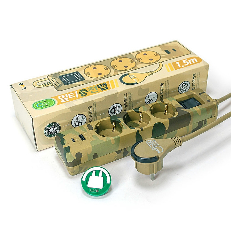 러그박스(LUGBOX) 러그박스 3구 접지 C타입+USB 멀티탭