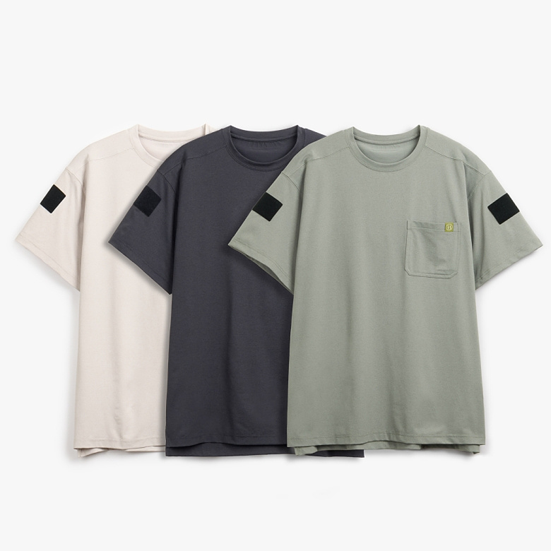 데어바이(THEREBY) [3차리오더] 데어바이 기능성 워크웨어 반팔 벨크로 티셔츠 [3컬러]