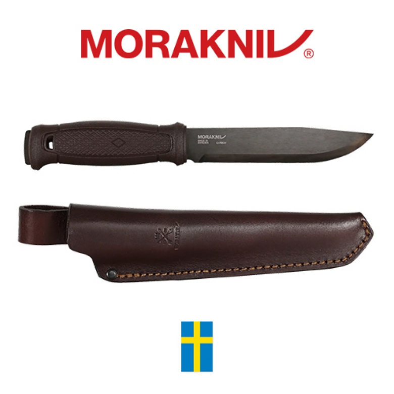 모라 나이프(Morakniv) 모라나이프 가버그 그랜드 블랙블레이드 스테인레스강 가죽쉬스 브라운
