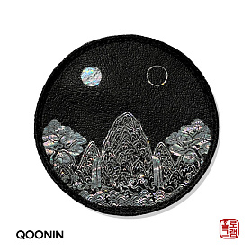 쿠닌(QOONIN) 쿠닌 일월오봉도 원형 자개 나전칠기 스타일 홀로그램 패치 와펜