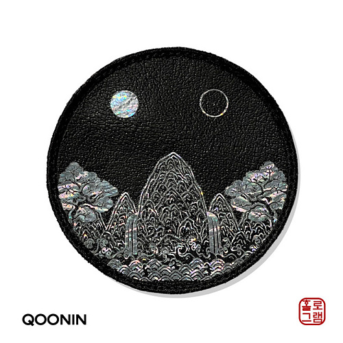 쿠닌(QOONIN) 쿠닌 일월오봉도 원형 자개 나전칠기 스타일 홀로그램 패치 와펜